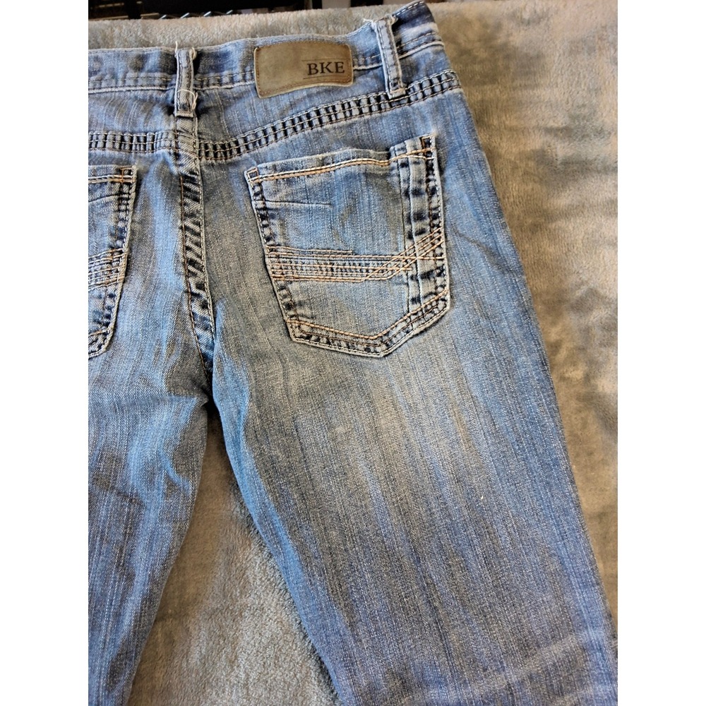 BKE Carter Straight Leg Jeans Mens 31R Medium Wash Stretch Denim Contrast Stitch - Picture 10 of 11